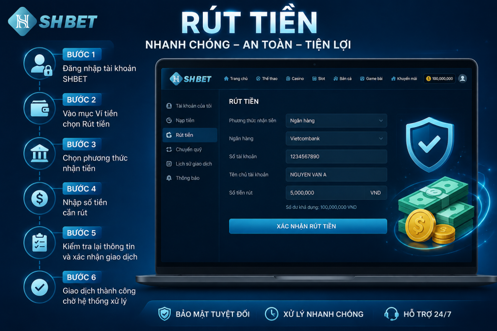 Hướng dẫn chi tiết cách rút tiền từ nhà cái SHBET về ví